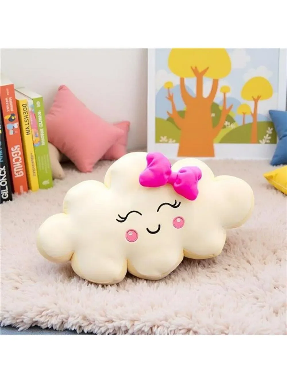 Pink Cloud Shaped Plush Throw Pillow Soft Cushion Decorative Bed Sofa Room Decor